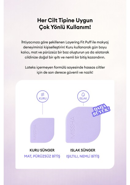 Yenilikçi Tasarımıyla Islak ve Kuru Kullanılabilen Makyaj Süngeri Layering Fit Puff fırsatları