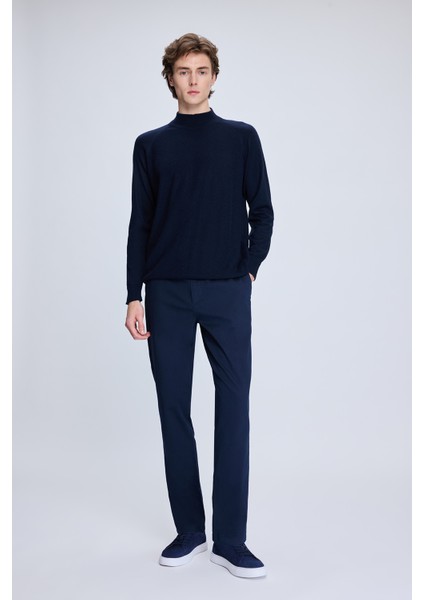 Lacivert Regular Fit Jakarlı Yarım Balıkçı Yaka Yünlü Kazak fiyatları