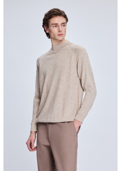 Vizon Regular Fit Jakarlı Yarım Balıkçı Yaka Yünlü Kazak modelleri