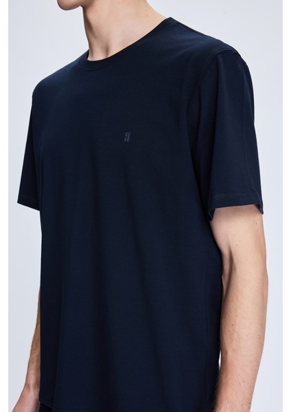 Lacivert Regular Fit Bisiklet Yaka Pamuklu Triko Tişört fırsatları