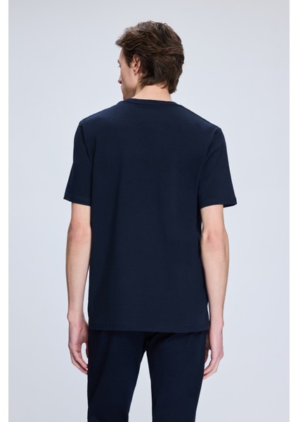 Lacivert Regular Fit Bisiklet Yaka Pamuklu Triko Tişört indirimleri