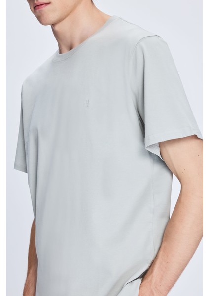 Gri Regular Fit Bisiklet Yaka Pamuklu Triko Tişört fırsatları