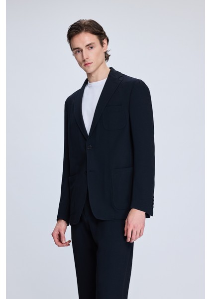 Lacivert Comfort Fit Balıksırtı Mono Yaka Casual Takım Elbise fiyatları