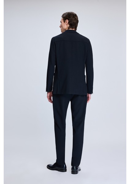 Lacivert Comfort Fit Balıksırtı Mono Yaka Casual Takım Elbise indirimleri