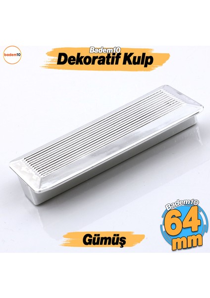Elit Gümüş Plastik Kulp 64 mm Mutfak Mobilya Çekmece Mutfak Dolap Dolabı Kulpları Kapak Kulbu 6.4 cm