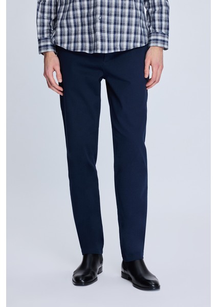Lacivert Dinamik Fit Desenli Yandan Cepli Casual Jogger Pantolon