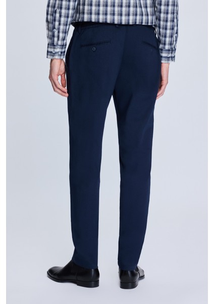 Lacivert Dinamik Fit Desenli Yandan Cepli Casual Jogger Pantolon
