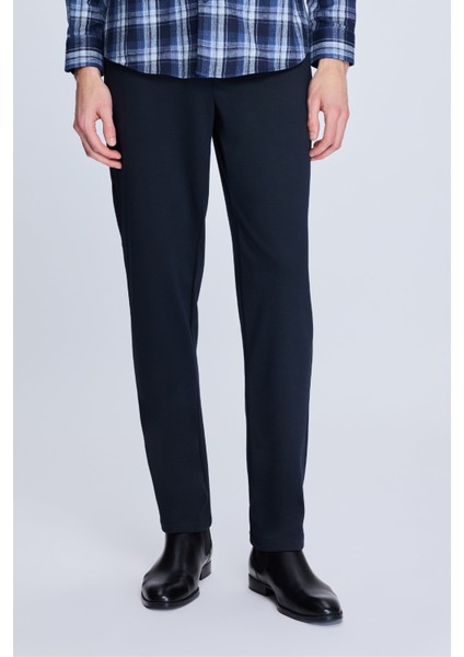 Lacivert Dinamik Fit Desenli Yandan Cepli Casual Jogger Pantolon