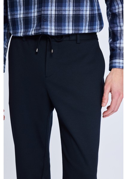 Lacivert Dinamik Fit Desenli Yandan Cepli Casual Jogger Pantolon modelleri