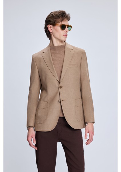 Camel Slim Fit Mono Yaka Casual Ceket