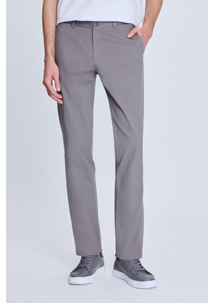 Gri Regular Fit Yandan Cepli Casual Kanvas Pantolon