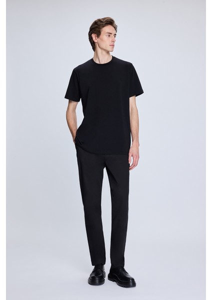 Siyah Dinamik Fit Desenli Yandan Cepli Casual Jogger Pantolon