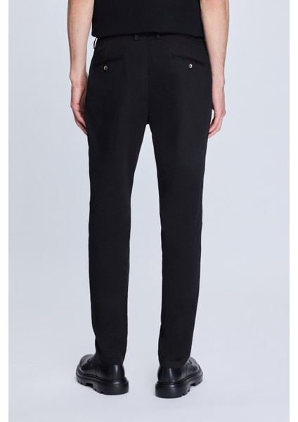 Siyah Dinamik Fit Desenli Yandan Cepli Casual Jogger Pantolon