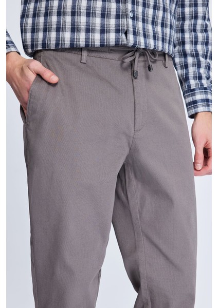 Gri Dinamik Fit Desenli Yandan Cepli Casual Jogger Pantolon