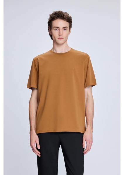 Hardal Regular Fit Bisiklet Yaka Pamuklu Triko Tişört