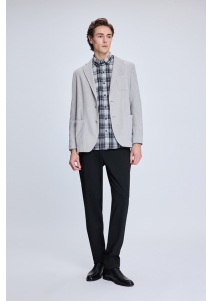 Gri Comfort Fit Desenli Mono Yaka Klasik Ceket fiyatları