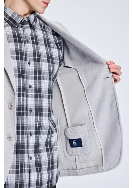 Gri Comfort Fit Desenli Mono Yaka Klasik Ceket fırsatları