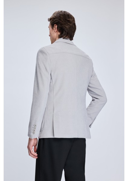 Gri Comfort Fit Desenli Mono Yaka Klasik Ceket indirimleri