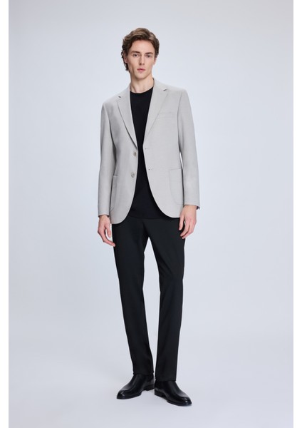 Gri Slim Fit Mono Yaka Casual Ceket