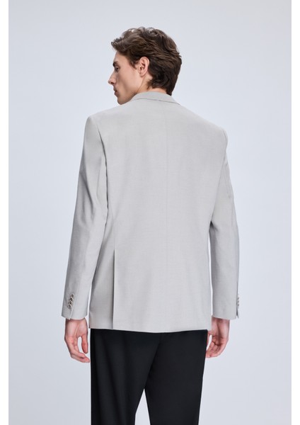 Gri Slim Fit Mono Yaka Casual Ceket