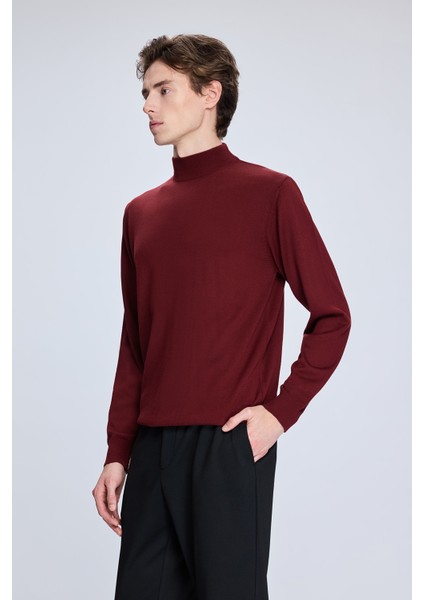 Kiremit Regular Fit Yarım Balıkçı Yaka Yünlü Triko Kazak modelleri