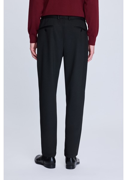 Siyah Dinamik Fit Desenli Yandan Cepli Casual Jogger Pantolon