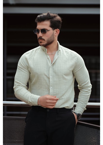 Bien Pamuk Keten Erkek Gömlek - Çağla
