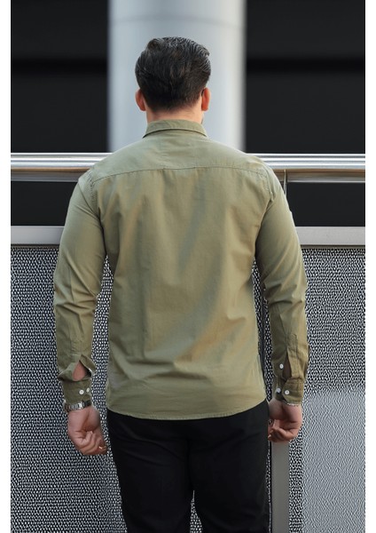 York Keten Erkek Gömlek - Haki fırsatları
