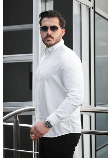 York Keten Erkek Gömlek - Beyaz modelleri