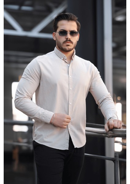 York Keten Erkek Gömlek - Bej