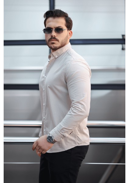 York Keten Erkek Gömlek - Bej modelleri