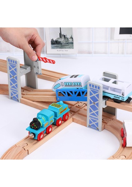 Ahşap Tren Rayları Demiryolu Oyuncak Seti Ahşap Çift Katlı Köprü Ahşap Aksesuarlar Üst Geçit Modeli Çocuk Oyuncakları Çocuk Hediyeleri (Yurt Dışından)