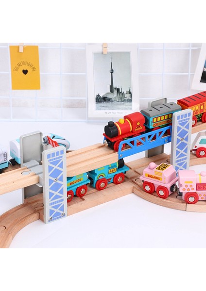 Ahşap Tren Rayları Demiryolu Oyuncak Seti Ahşap Çift Katlı Köprü Ahşap Aksesuarlar Üst Geçit Modeli Çocuk Oyuncakları Çocuk Hediyeleri (Yurt Dışından)