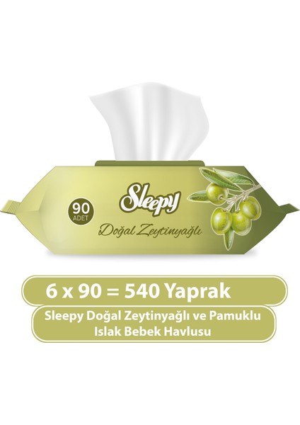Zeytinyağlı Islak Havlu 6 x 90'lı 6 Paket 540 Yaprak