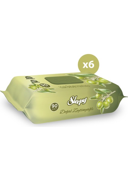 Zeytinyağlı Islak Havlu 6 x 90'lı 6 Paket 540 Yaprak