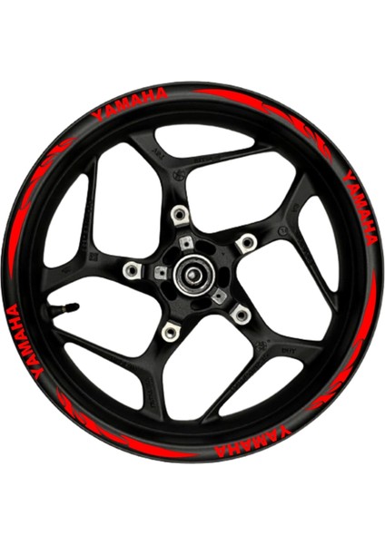 Motosiklet Jant Şeridi Yamaha Kırmızı Yazılı Kırmızı Pençe Şeritli Sağ-Sol/ön-Arka