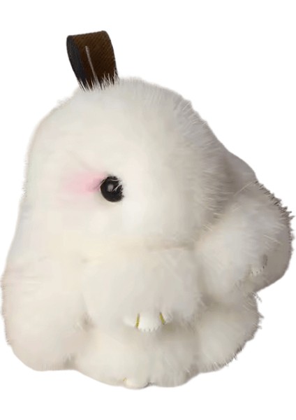 Sevimli Tavşan Vizon Kürk Anahtarlık Yüzükler Doğum Günü Hediyesi Kadın Çanta Süsleri Biblolar Peluş Tavşan Kolye Araba Anahtarı Renk: Beyaz / Boyut: 8 cm (Yurt Dışından)