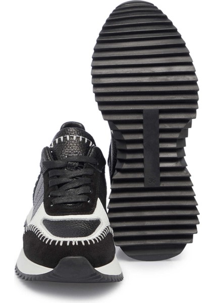 Siyah Deri Kadın Sneaker - K25I1AY68035-A23
