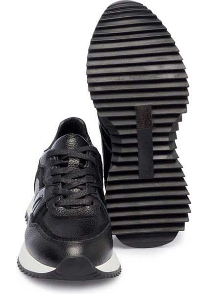 Siyah Hakiki Deri Kadın Sneaker - K25I1AY68034-A23