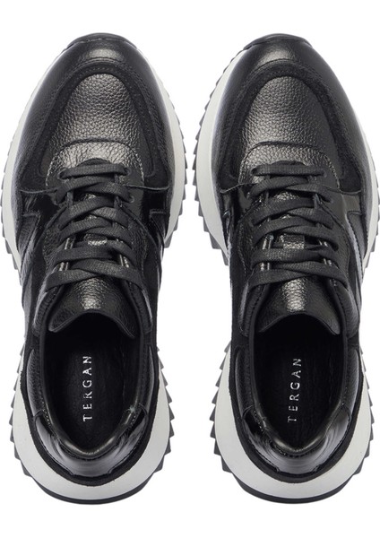 Siyah Hakiki Deri Kadın Sneaker - K25I1AY68034-A23
