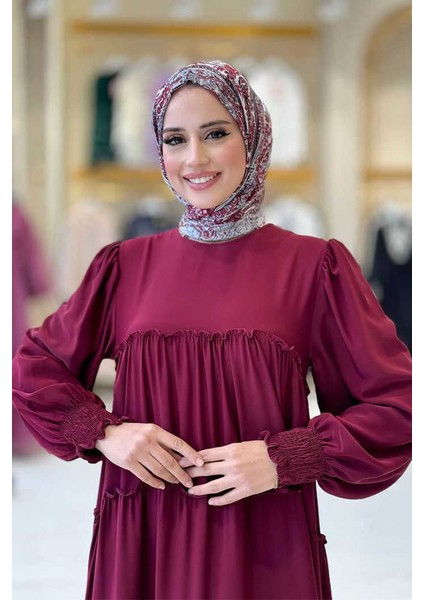Katlı Salaş Elbise 6023 Bordo fırsatları