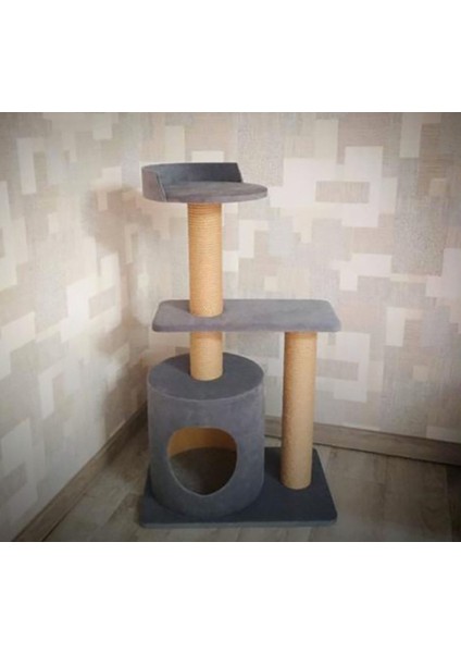 Yuvarlak Yuvalı Tırmalamalı Kedi Evi