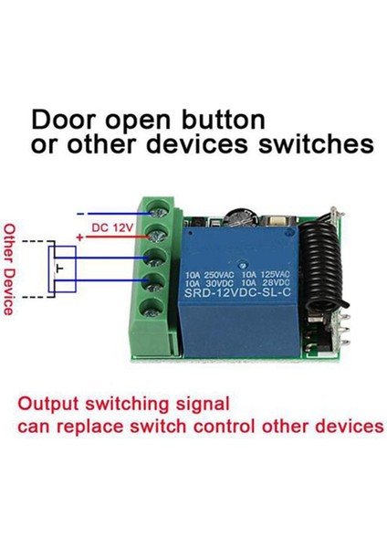 433 Mhz Rf Kablosuz Anahtar Alıcı Dc 12 V Tek Röle Alıcı Modülü, 2 Uzaktan Verici ile (Yurt Dışından)