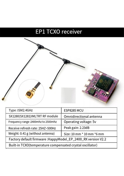 Happymodel Ep1 Tcxo Alıcı 2.4ghz ESP8285 Elrs Mikro-Fpv Yarış Drone Alıcısı 25HZ-500Hz Ep1 Tcxo (Yurt Dışından)