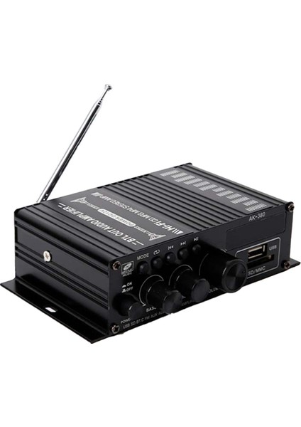 AK380 Bluetooth Amplifikatör Hifi Ses Karaoke 2 Kanal Ev Sineması Amplifikatörü Güç Sınıfı D Amplifikatör USB Sd Aux Girişi (Yurt Dışından)