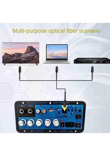 Bluetooth Amplifikatör Kurulu Bt5.0 Yüksek Güçlü Bas Amplifikatör Optik Ses Girişi Karaoke Ses Anakart (Abd Tak) (Yurt Dışından)