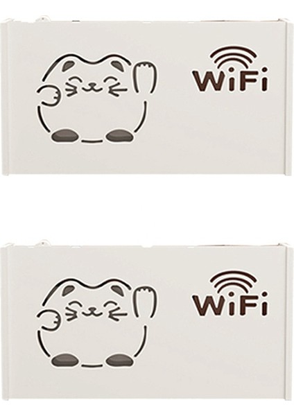 2 Adet Wifi Yönlendirici Saklama Kutusu Priz Seti Üst Kablo Ahşap Kasa Duvara Monte Priz Anahtarı Gizli Raf Asılı Düzenleyiciler (Yurt Dışından)