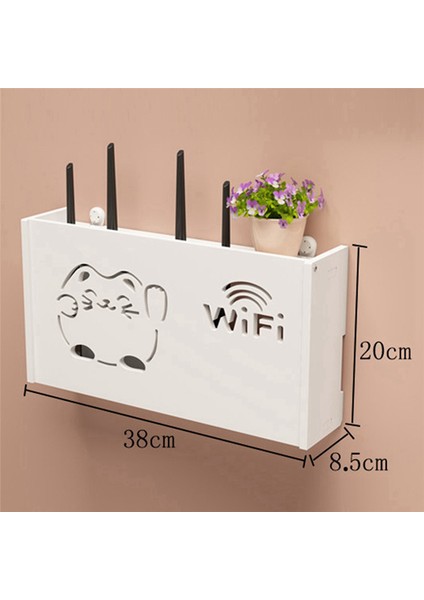 2 Adet Wifi Yönlendirici Saklama Kutusu Priz Seti Üst Kablo Ahşap Kasa Duvara Monte Priz Anahtarı Gizli Raf Asılı Düzenleyiciler (Yurt Dışından)