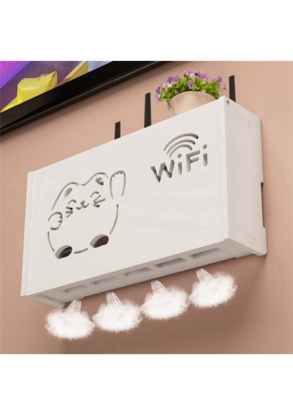 2 Adet Wifi Yönlendirici Saklama Kutusu Priz Seti Üst Kablo Ahşap Kasa Duvara Monte Priz Anahtarı Gizli Raf Asılı Düzenleyiciler (Yurt Dışından)