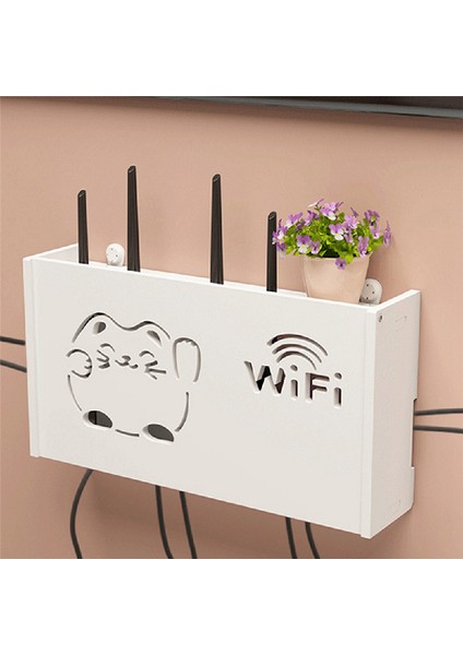 2 Adet Wifi Yönlendirici Saklama Kutusu Priz Seti Üst Kablo Ahşap Kasa Duvara Monte Priz Anahtarı Gizli Raf Asılı Düzenleyiciler (Yurt Dışından)